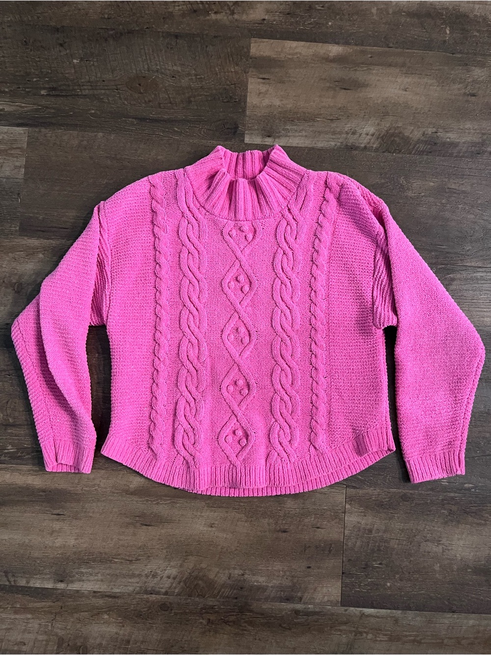 Cat & Jack Pink Cable Knit Mock Neck Sweater